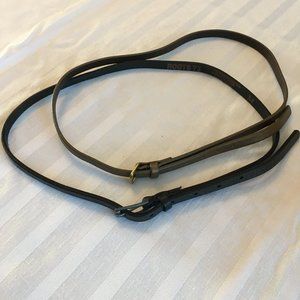 COPY - LOT of 2 Medium leather skinny belts black ROOTS 73 bronze EDDIE BAUER w…